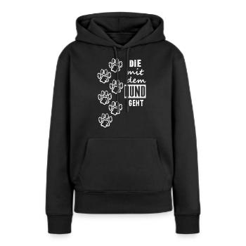 chien - Sweat à capuche Premium bio Femme - noir - Devant - Julia (174cm)