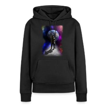 Astronaut auf dem Mond psychodelisch goa Geschenk - Frauen Premium Bio Hoodie - Schwarz - Vorne - Julia (174cm)