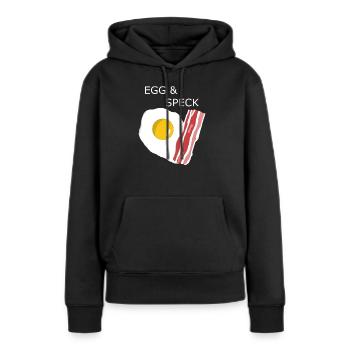 Oeuf au lard - Sweat à capuche Premium bio Femme - noir - Devant - Julia (174cm)