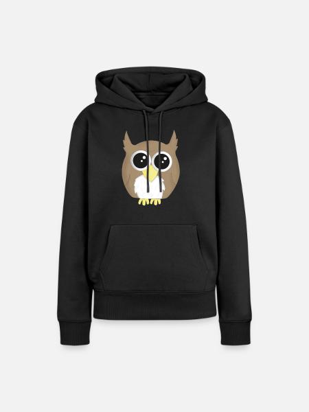 Eule - Frauen Premium Bio Hoodie - Schwarz