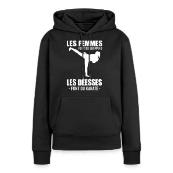 Cadeau karatéka femme fille karaté - Sweat à capuche Premium bio Femme - noir - Devant - Julia (174cm)