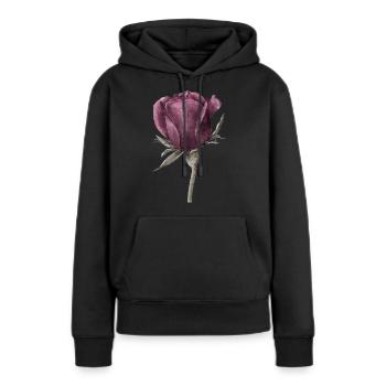 Rose Blume - Frauen Premium Bio Hoodie - Schwarz - Vorne - Julia (174cm)