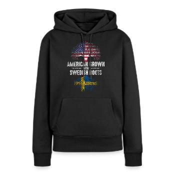 Amerikaner mit schwedischen Wurzeln - Frauen Premium Bio Hoodie - Schwarz - Vorne - Julia (174cm)