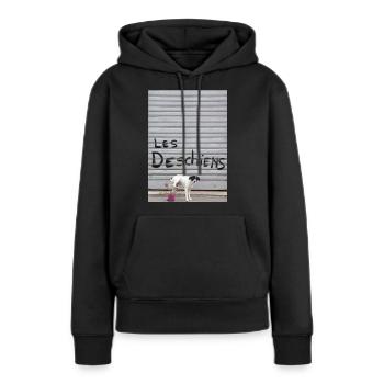 deschiens - Sweat à capuche Premium bio Femme - noir - Devant - Julia (174cm)