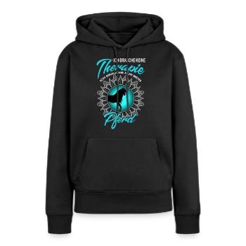 Pferdespruch Reiterspruch Pferd Therapie - Frauen Premium Bio Hoodie - Schwarz - Vorne - Julia (174cm)
