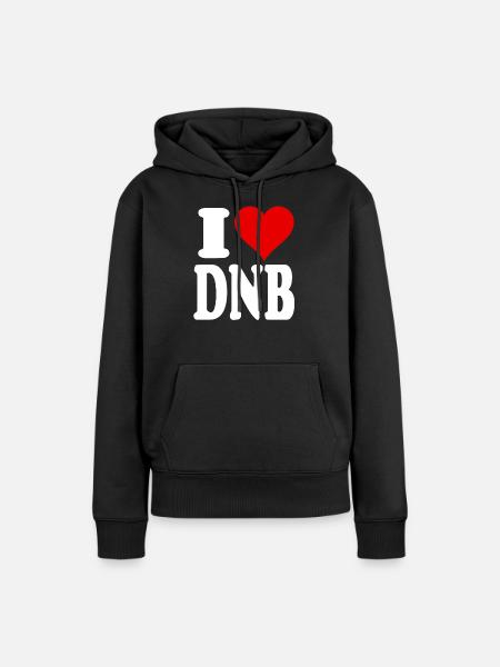 I LOVE DNB - Frauen Premium Bio Hoodie - Schwarz