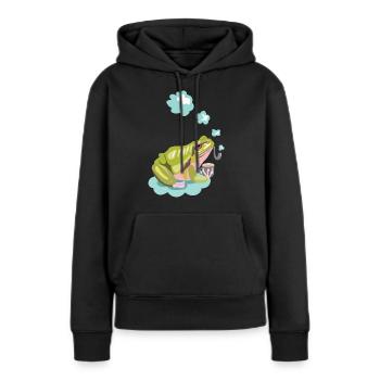 grenouille à la pipe - Sweat à capuche Premium bio Femme - noir - Devant - Julia (174cm)