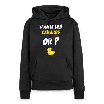 Mon Canard A Moi - Sweat à capuche Premium bio Femme - noir - Devant - Julia (174cm)