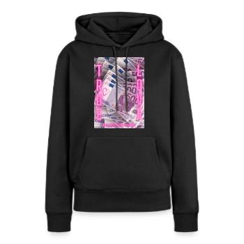 véritable amour euro - Sweat à capuche Premium bio Femme - noir - Devant - Julia (174cm)