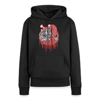 Alice im Wunderland trifft auf einen Zirkus-Elefantenfleck - Frauen Premium Bio Hoodie - Schwarz - Vorne - Julia (174cm)