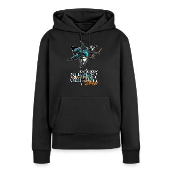 Daddy’SHARK Shop #1 - Sweat à capuche Premium bio Femme - noir - Devant - Julia (174cm)