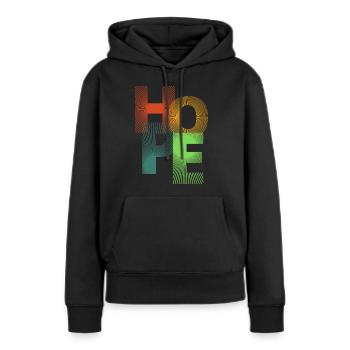 Espoir - Sweat à capuche Premium bio Femme - noir - Devant - Julia (174cm)