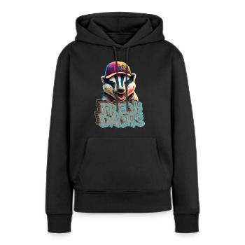 Frechdachs- Frecher Dachs Graffiti Style - Frauen Premium Bio Hoodie - Schwarz - Vorne - Julia (174cm)