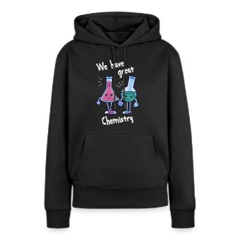 Nous avons une grande alchimie - Flacons en verre amoureux - Sweat à capuche Premium bio Femme - noir - Devant - Julia (174cm)