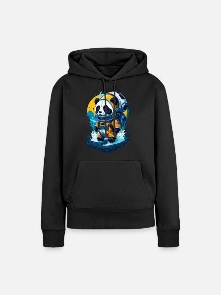 Niedlicher Panda-Astronaut - Frauen Premium Bio Hoodie - Schwarz