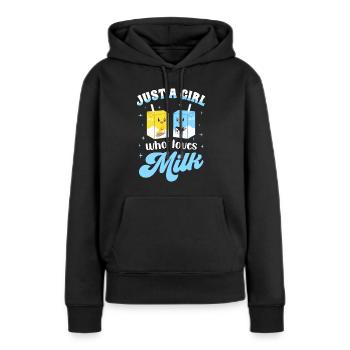 Just A Girl Who Loves Milk - Frauen Premium Bio Hoodie - Schwarz - Vorne - Julia (174cm)