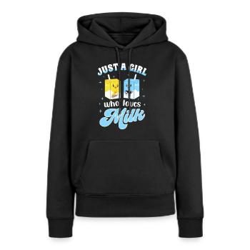 Just A Girl Who Loves Milk - Frauen Premium Bio Hoodie - Schwarz - Vorne - Julia (174cm)