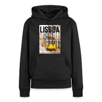 Lisboa - Sweat à capuche Premium bio Femme - noir - Devant - Julia (174cm)