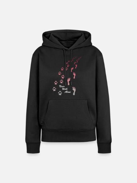Hundedesign med Never Walk Alone-hundegrafikk - Dame Premium hoodie, økologisk bomuld - sort