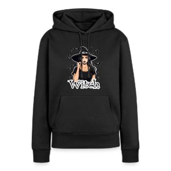 Sorcière avec des chauves-souris - Sweat à capuche Premium bio Femme - noir - Devant - Julia (174cm)