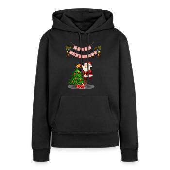 Joyeux Noël Père Noël - Sweat à capuche Premium bio Femme - noir - Devant - Julia (174cm)