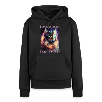Maine Coon Magic : L’amour pour toujours... ! - Sweat à capuche Premium bio Femme - noir - Devant - Julia (174cm)
