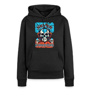 Ne jamais se rendre - Sweat à capuche Premium bio Femme - noir - Devant - Julia (174cm)