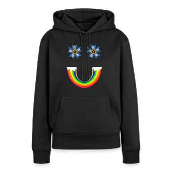 L’amour, la nature, la paix et les arcs-en-ciel - Sweat à capuche Premium bio Femme - noir - Devant - Julia (174cm)