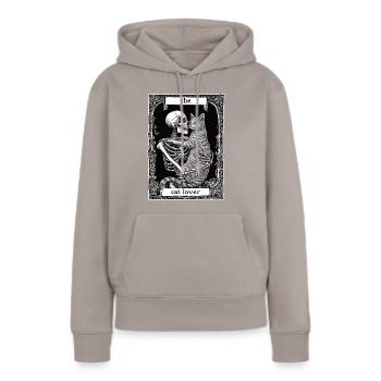 The cat lover - Women’s Premium Organic Hoodie - taupe - Front - Julia (174cm)