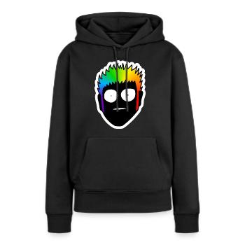 Choqué avec des yeux écarquillés : Sticky Queer Pride - Sweat à capuche Premium bio Femme - noir - Devant - Julia (174cm)