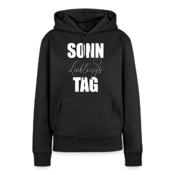 Sonntag Lieblingstag Herz - Frauen Premium Bio Hoodie - Schwarz - Vorne - Julia (174cm)