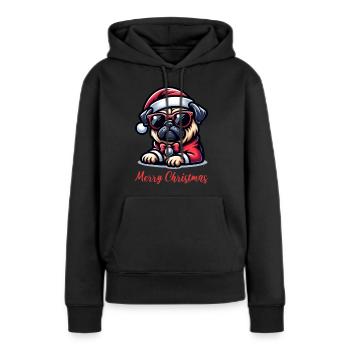 Mops Weihnachten Merry Christmas - Frauen Premium Bio Hoodie - Schwarz - Vorne - Julia (174cm)