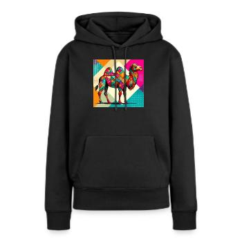 chameau - Sweat à capuche Premium bio Femme - noir - Devant - Julia (174cm)