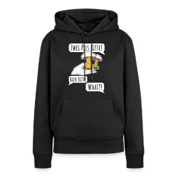 Bier bestellen ist nicht einfach! Pils oder Pilz? - Frauen Premium Bio Hoodie - Schwarz - Vorne - Julia (174cm)