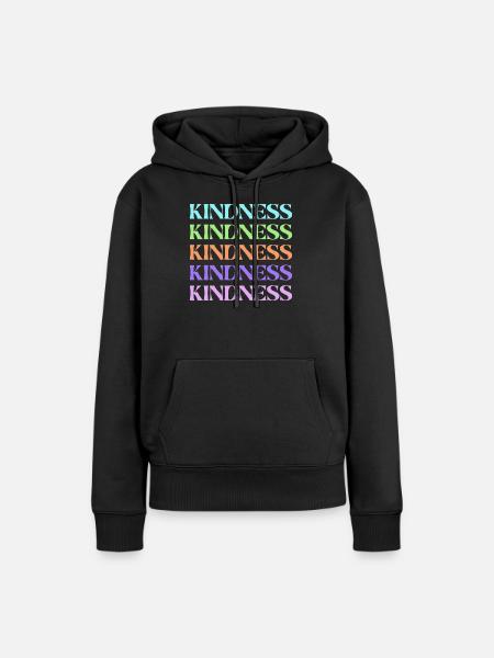Freundlichkeit Regenbogen gestapelter Text - Frauen Premium Bio Hoodie - Schwarz
