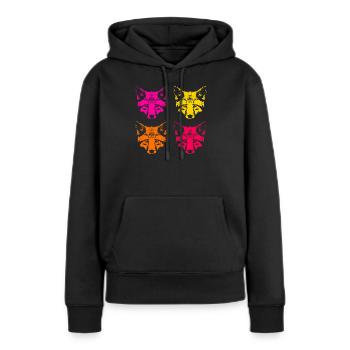 Farbige Füchse  - Frauen Premium Bio Hoodie - Schwarz - Vorne - Julia (174cm)
