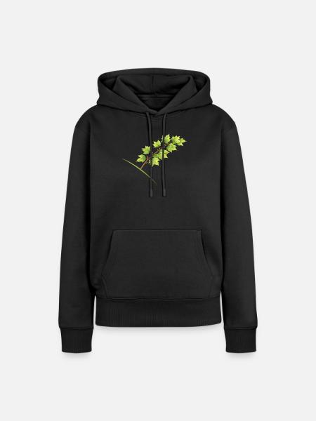 Blätterzweig Ahorn - Aquarell - Frauen Premium Bio Hoodie - Schwarz