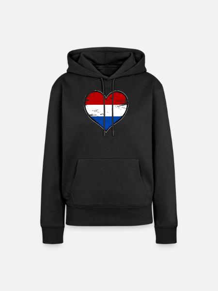 Holland Herzflagge used - Frauen Premium Bio Hoodie - Schwarz