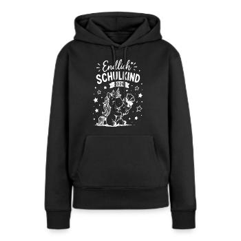 Endlich Schulkind 2026 Einhorn - Frauen Premium Bio Hoodie - Schwarz - Vorne - Julia (174cm)