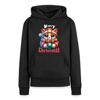 Weihnachten kuschelige Katze - Frauen Premium Bio Hoodie - Schwarz - Vorne - Julia (174cm)