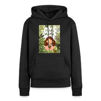 Pflanze Mama umweltfreundlich - Frauen Premium Bio Hoodie - Schwarz - Vorne - Julia (174cm)