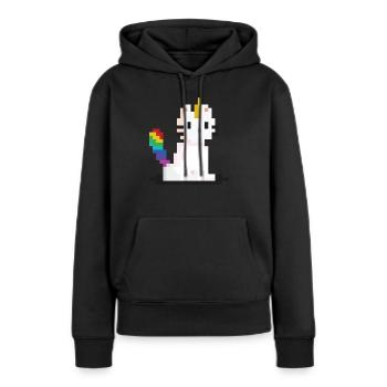 Chat licorne Pixel - Sweat à capuche Premium bio Femme - noir - Devant - Julia (174cm)