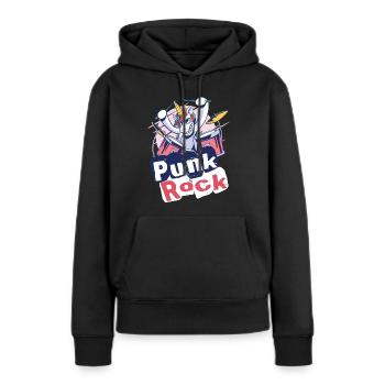 Punkrock Musik Punker Punkrock Irokesenschnitt - Frauen Premium Bio Hoodie - Schwarz - Vorne - Julia (174cm)