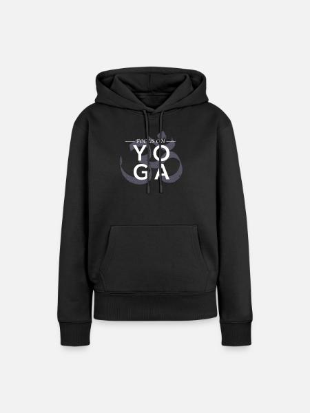 Fokus auf Yoga - Frauen Premium Bio Hoodie - Schwarz