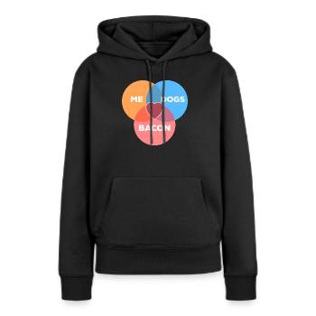 moi + chiens + lard - Sweat à capuche Premium bio Femme - noir - Devant - Julia (174cm)