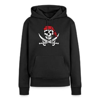 Pirate tête de pirate cache-oeil - Sweat à capuche Premium bio Femme - noir - Devant - Julia (174cm)