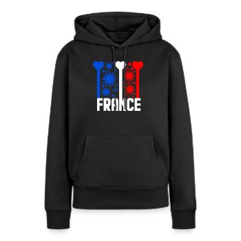 Französische Flagge blau weiß rot - Frauen Premium Bio Hoodie - Schwarz - Vorne - Julia (174cm)