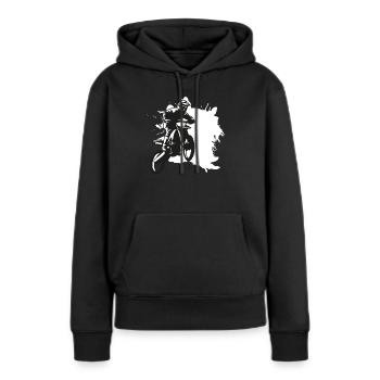 SUPER MOTO splash - Sweat à capuche Premium bio Femme - noir - Devant - Julia (174cm)