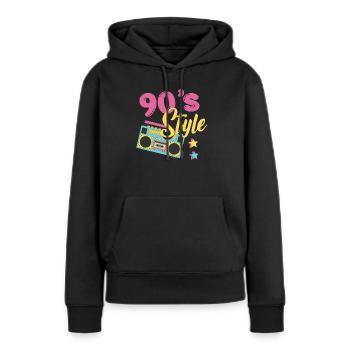 90's style - Sweat à capuche Premium bio Femme - noir - Devant - Julia (174cm)