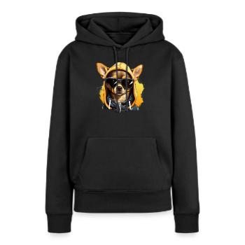 Règle du chihuahua : gouverner le paysage urbain - Sweat à capuche Premium bio Femme - noir - Devant - Julia (174cm)
